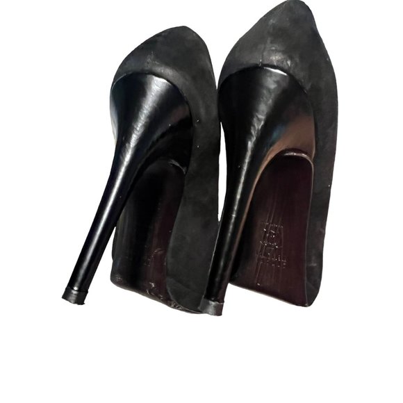 Stuart Weitzman Black Suede Leather Heels Patent 4.5" heels Platform Sz 10 - Picture 4 of 6